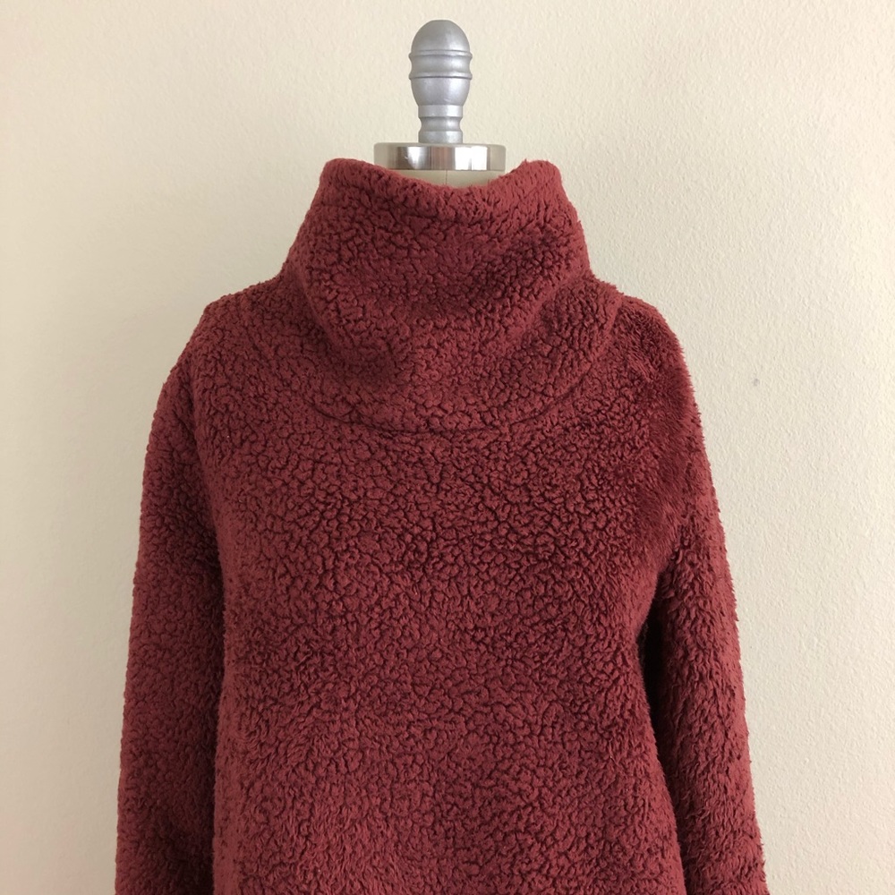 Joy Lab Maroon Fuzzy Turtleneck Sweater - Picture 2 of 5